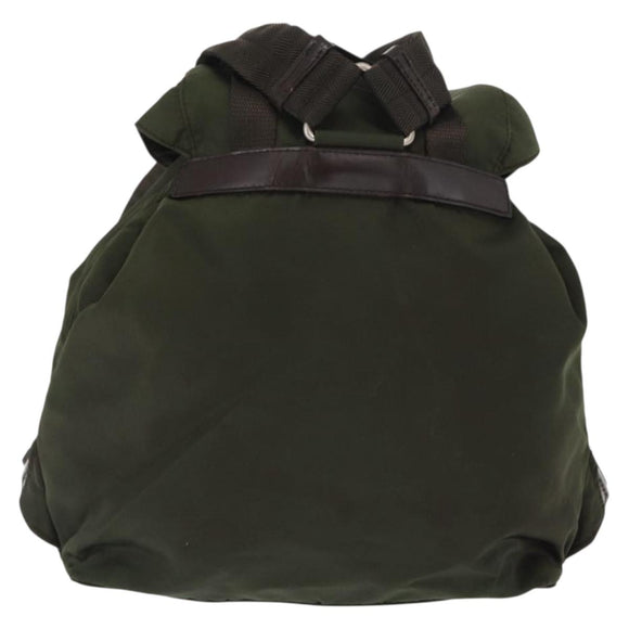 PRADA Backpack Nylon Khaki Silver Auth 166761