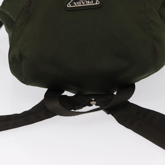 PRADA Backpack Nylon Khaki Silver Auth 166761