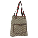 GUCCI GG Supreme Web Sherry Line Tote Bag PVC Beige Red 39 02 003 Auth 166766-1