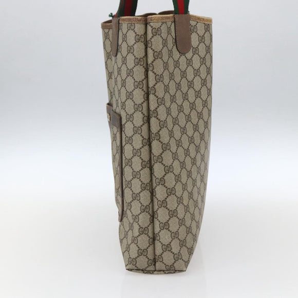GUCCI GG Supreme Web Sherry Line Tote Bag PVC Beige Red 39 02 003 Auth 166766