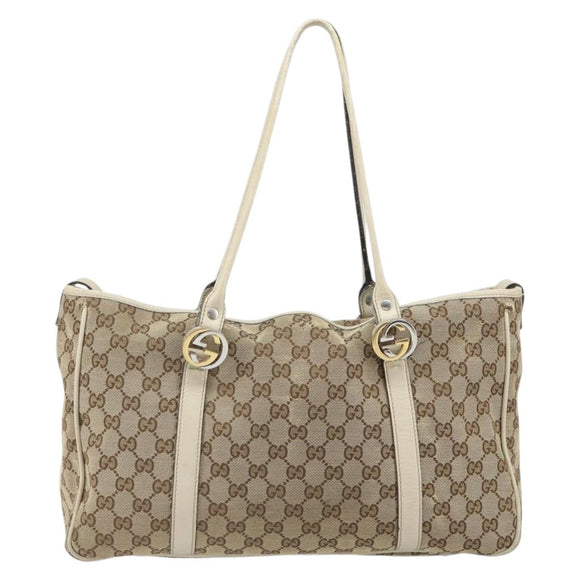 GUCCI GG Canvas Tote Bag Beige Gold 232957 Auth 166767