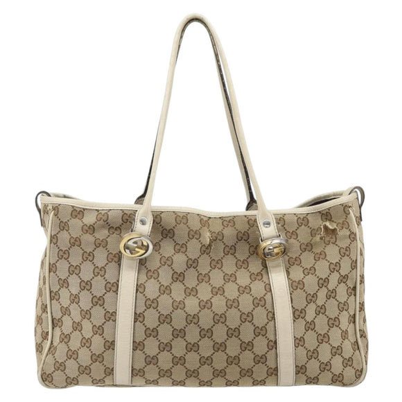 GUCCI GG Canvas Tote Bag Beige Gold 232957 Auth 166767