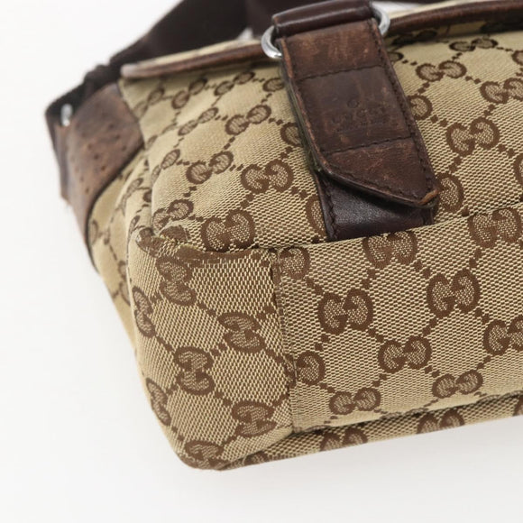 GUCCI GG Canvas Web Sherry Line Shoulder Bag Red Silver beige 145858 Auth 166768