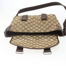 GUCCI GG Canvas Web Sherry Line Shoulder Bag Red Silver beige 145858 Auth 166768-10