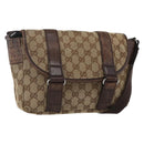 GUCCI GG Canvas Web Sherry Line Shoulder Bag Red Silver beige 145858 Auth 166768-1