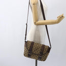 GUCCI GG Canvas Web Sherry Line Shoulder Bag Red Silver beige 145858 Auth 166768-22