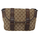 GUCCI GG Canvas Web Sherry Line Shoulder Bag Red Silver beige 145858 Auth 166768-13