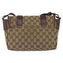 GUCCI GG Canvas Web Sherry Line Shoulder Bag Red Silver beige 145858 Auth 166768-2