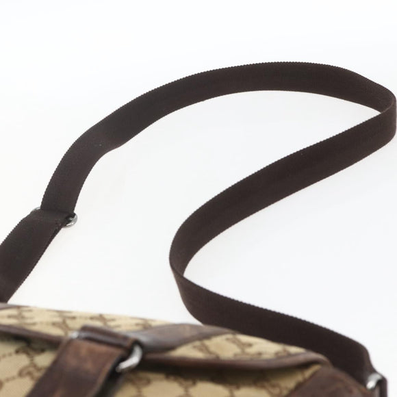 GUCCI GG Canvas Web Sherry Line Shoulder Bag Red Silver beige 145858 Auth 166768