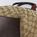 GUCCI GG Canvas Web Sherry Line Hand Bag Red Silver beige Auth 166769-10