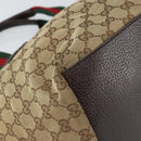 GUCCI GG Canvas Web Sherry Line Hand Bag Red Silver beige Auth 166769-11