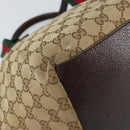 GUCCI GG Canvas Web Sherry Line Hand Bag Red Silver beige Auth 166769-13