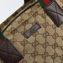 GUCCI GG Canvas Web Sherry Line Hand Bag Red Silver beige Auth 166769-14