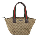 GUCCI GG Canvas Web Sherry Line Hand Bag Red Silver beige Auth 166769-2
