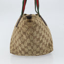GUCCI GG Canvas Web Sherry Line Hand Bag Red Silver beige Auth 166769-4