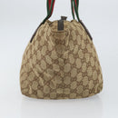 GUCCI GG Canvas Web Sherry Line Hand Bag Red Silver beige Auth 166769-5