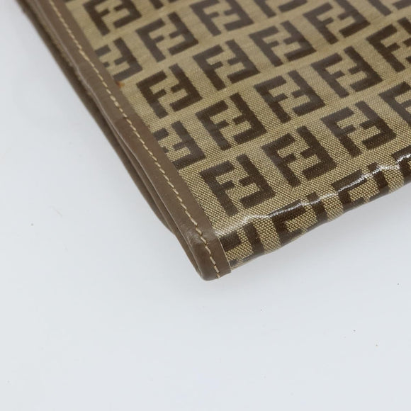 FENDI Zucchino Canvas Shoulder Bag Beige Auth 166774