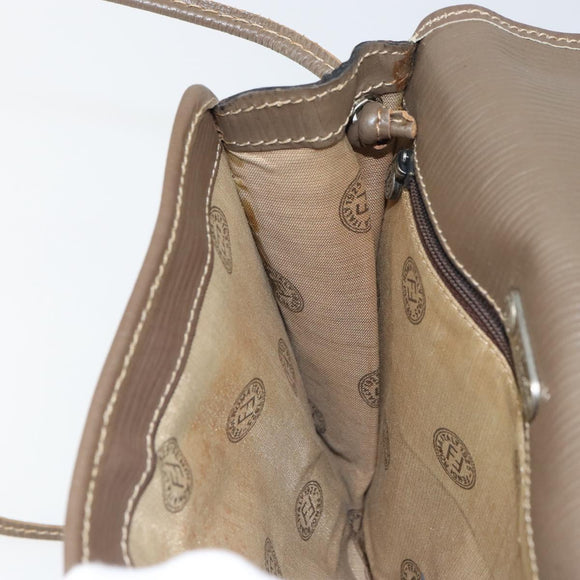 FENDI Zucchino Canvas Shoulder Bag Beige Auth 166774