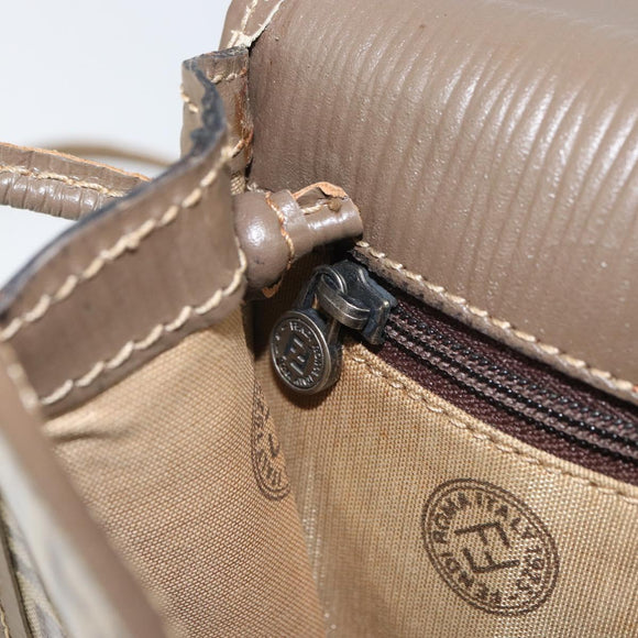 FENDI Zucchino Canvas Shoulder Bag Beige Auth 166774