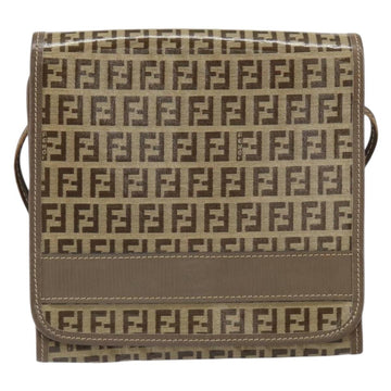 FENDI Zucchino Canvas Shoulder Bag Beige Auth 166774 - 0