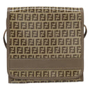 FENDI Zucchino Canvas Shoulder Bag Beige Auth 166774-13