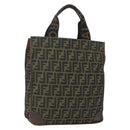 FENDI Zucca Canvas Tote Bag Black Brown Auth 166775-1