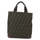 FENDI Zucca Canvas Tote Bag Black Brown Auth 166775-13