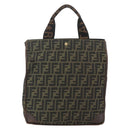 FENDI Zucca Canvas Tote Bag Black Brown Auth 166775-2