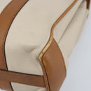CELINE Hand Bag Leather White Gold Auth 166779-10