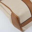 CELINE Hand Bag Leather White Gold Auth 166779-11