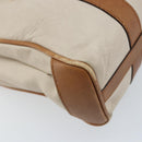 CELINE Hand Bag Leather White Gold Auth 166779-13