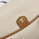 CELINE Hand Bag Leather White Gold Auth 166779-14