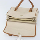 CELINE Hand Bag Leather White Gold Auth 166779-15