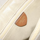 CELINE Hand Bag Leather White Gold Auth 166779-16