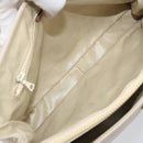 CELINE Hand Bag Leather White Gold Auth 166779-17