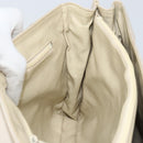 CELINE Hand Bag Leather White Gold Auth 166779-18