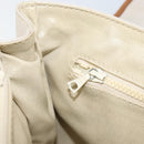 CELINE Hand Bag Leather White Gold Auth 166779-20