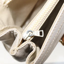 CELINE Hand Bag Leather White Gold Auth 166779-22