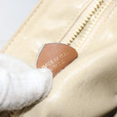 CELINE Hand Bag Leather White Gold Auth 166779-25