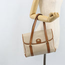 CELINE Hand Bag Leather White Gold Auth 166779-26