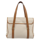 CELINE Hand Bag Leather White Gold Auth 166779-3