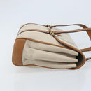 CELINE Hand Bag Leather White Gold Auth 166779-4