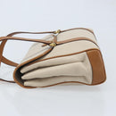 CELINE Hand Bag Leather White Gold Auth 166779-5