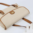 CELINE Hand Bag Leather White Gold Auth 166779-6