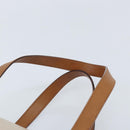 CELINE Hand Bag Leather White Gold Auth 166779-8