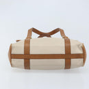 CELINE Hand Bag Leather White Gold Auth 166779-9