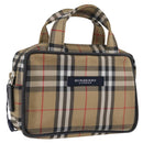 BURBERRY Nova Check Hand Bag Nylon Silver Beige Auth 166781-1