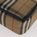 BURBERRY Nova Check Hand Bag Nylon Silver Beige Auth 166781-14