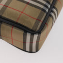 BURBERRY Nova Check Hand Bag Nylon Silver Beige Auth 166781-15