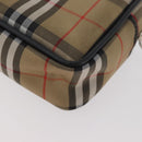 BURBERRY Nova Check Hand Bag Nylon Silver Beige Auth 166781-16